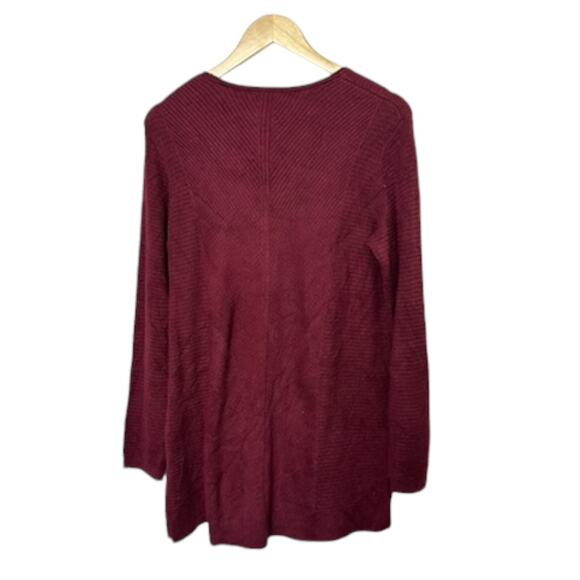 J.Jill Ribbed V-Neck Dark Maroon Long Sleeve Tunic Sweater Women's Small - Picture 8 of 8
